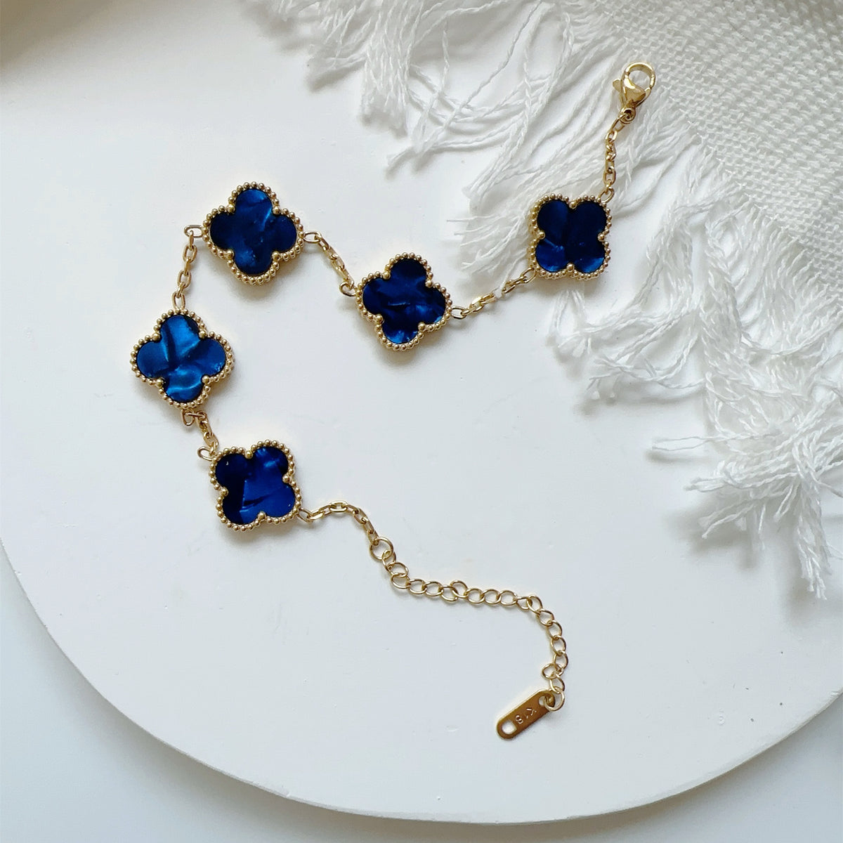 MARBLE STONE CLOVER LINK BRACELET | ROYAL BLUE