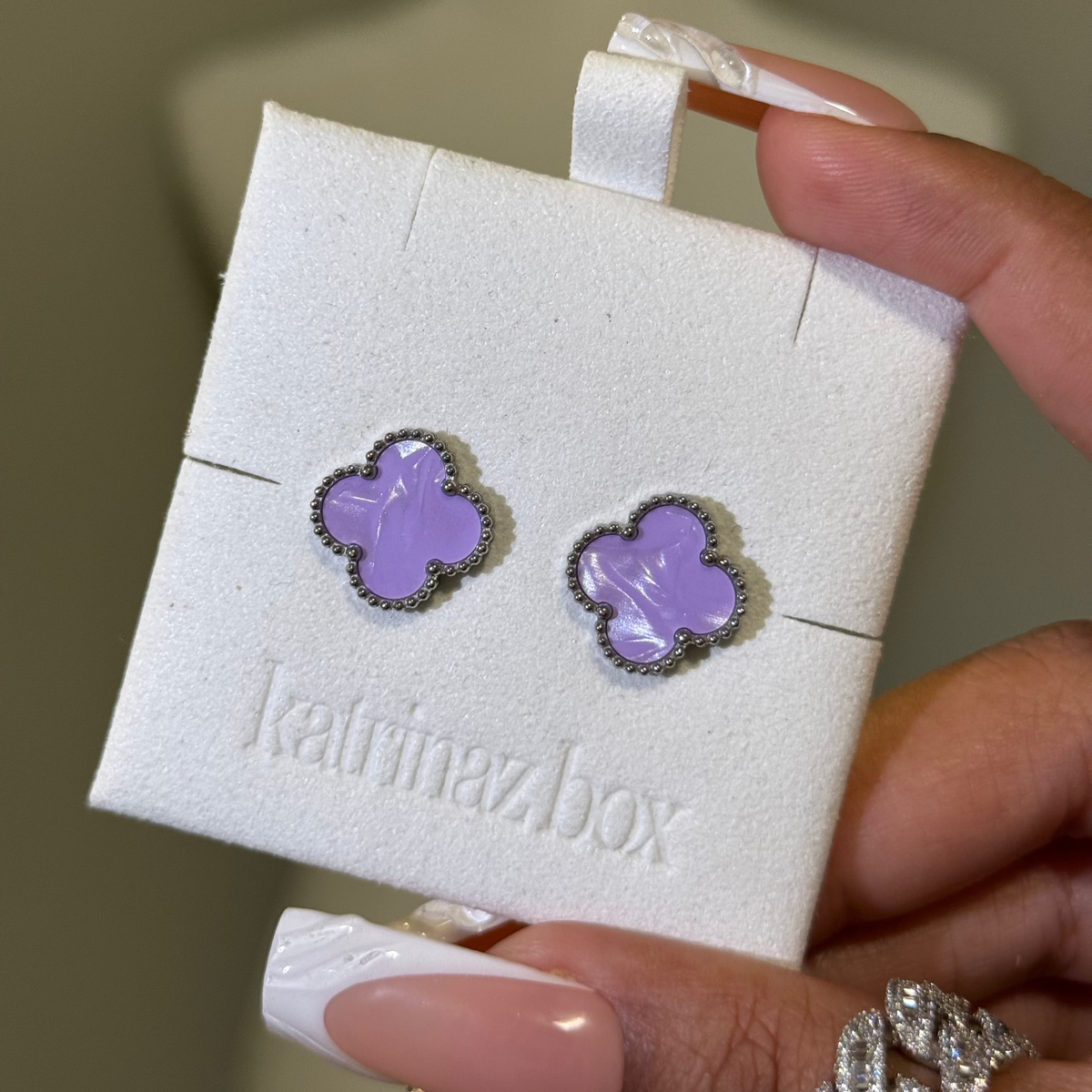 MARBLE STONE EARRINGS | LAVENDER PURPLE