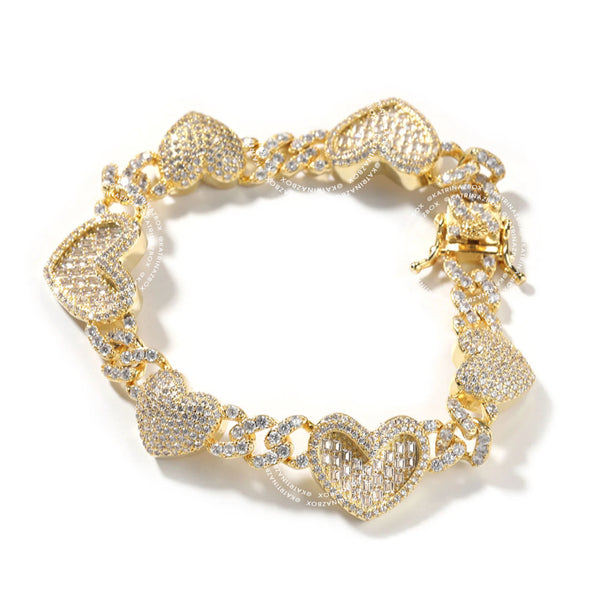 CUBAN LINK HEART BRACELET