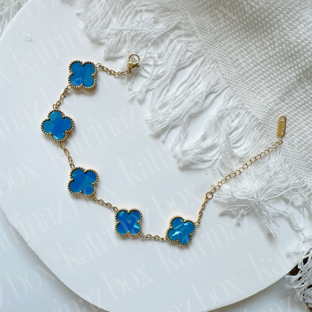 MARBLE STONE CLOVER LINK BRACELETS