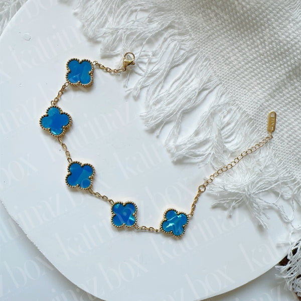 MARBLE STONE CLOVER LINK BRACELET | TURQUOISE