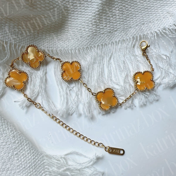 MARBLE STONE CLOVER LINK BRACELET | YELLOW