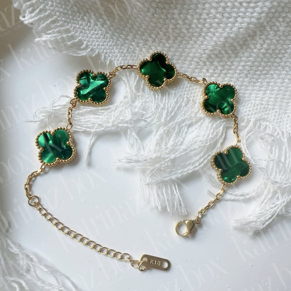 MARBLE STONE CLOVER LINK BRACELET | FOREST GREEN