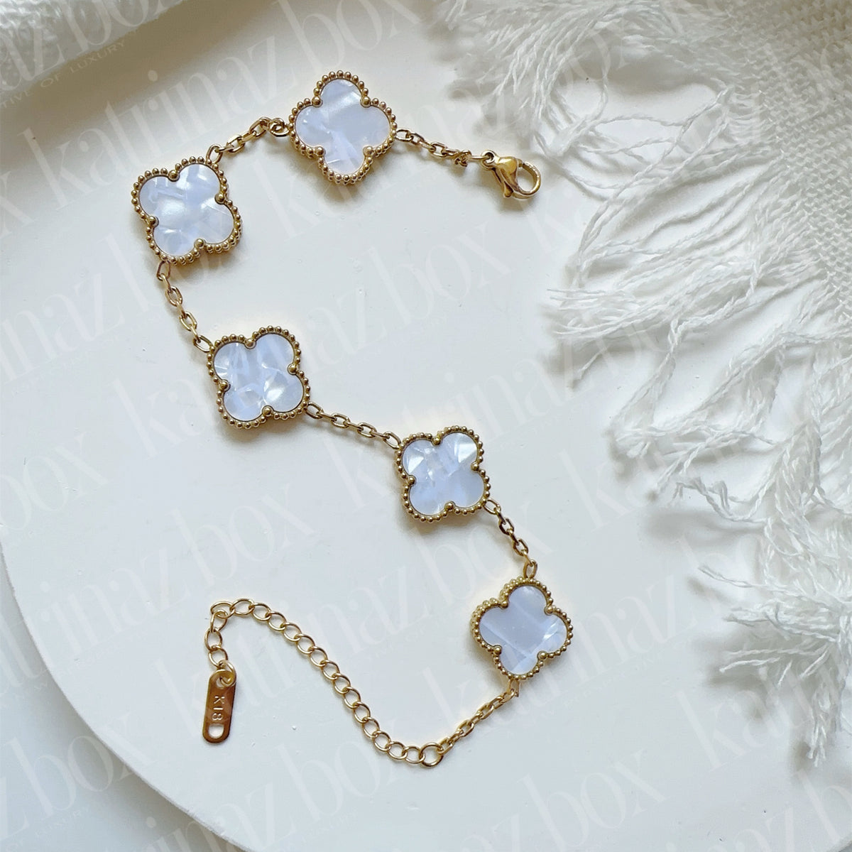 MARBLE STONE CLOVER LINK BRACELETS