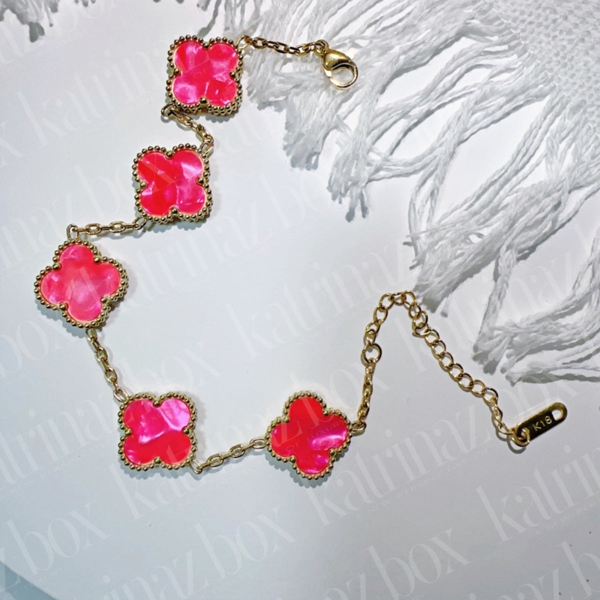 MARBLE STONE CLOVER LINK BRACELETS