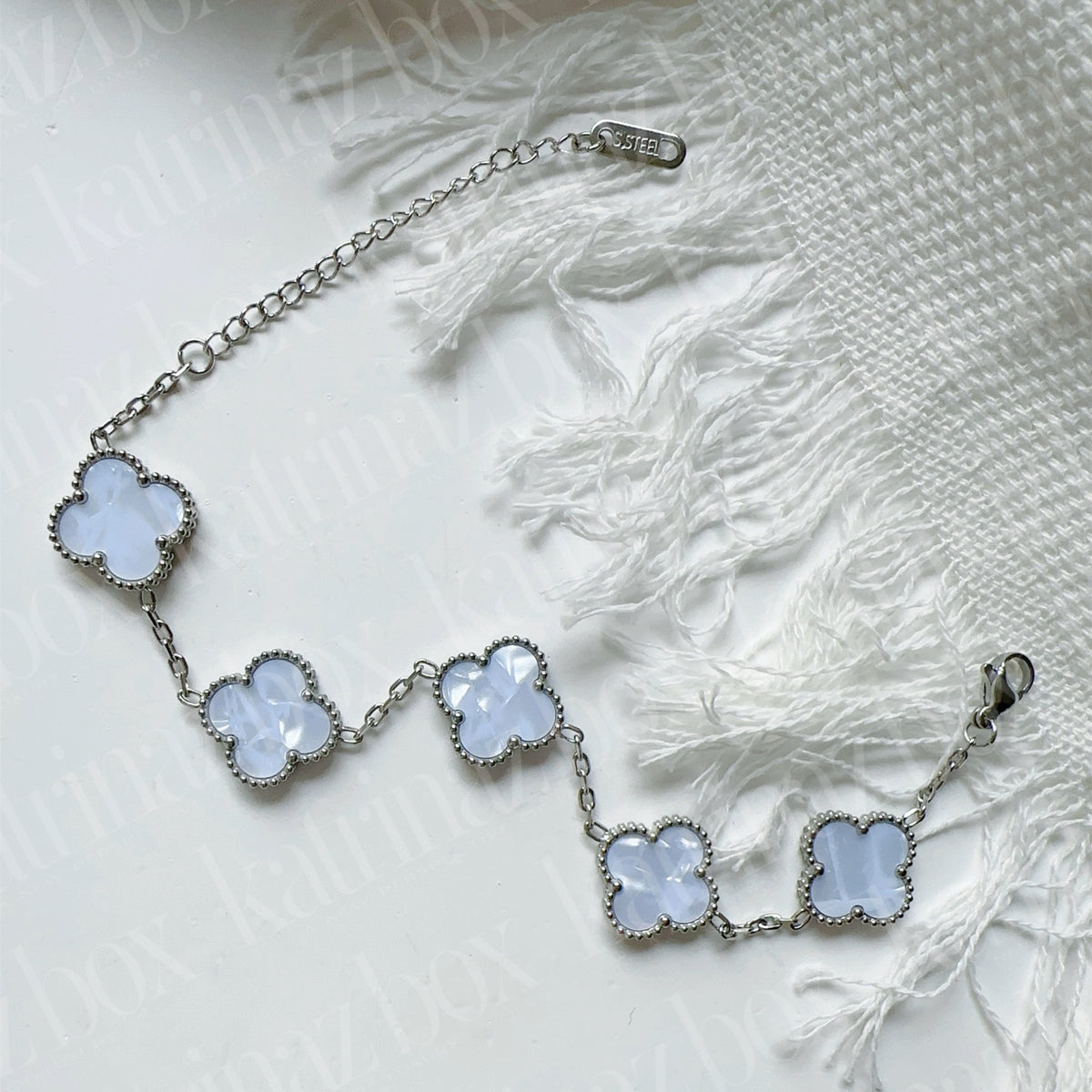 MARBLE STONE CLOVER LINK BRACELETS