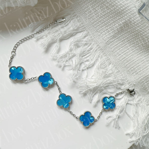 MARBLE STONE CLOVER LINK BRACELET | TURQUOISE
