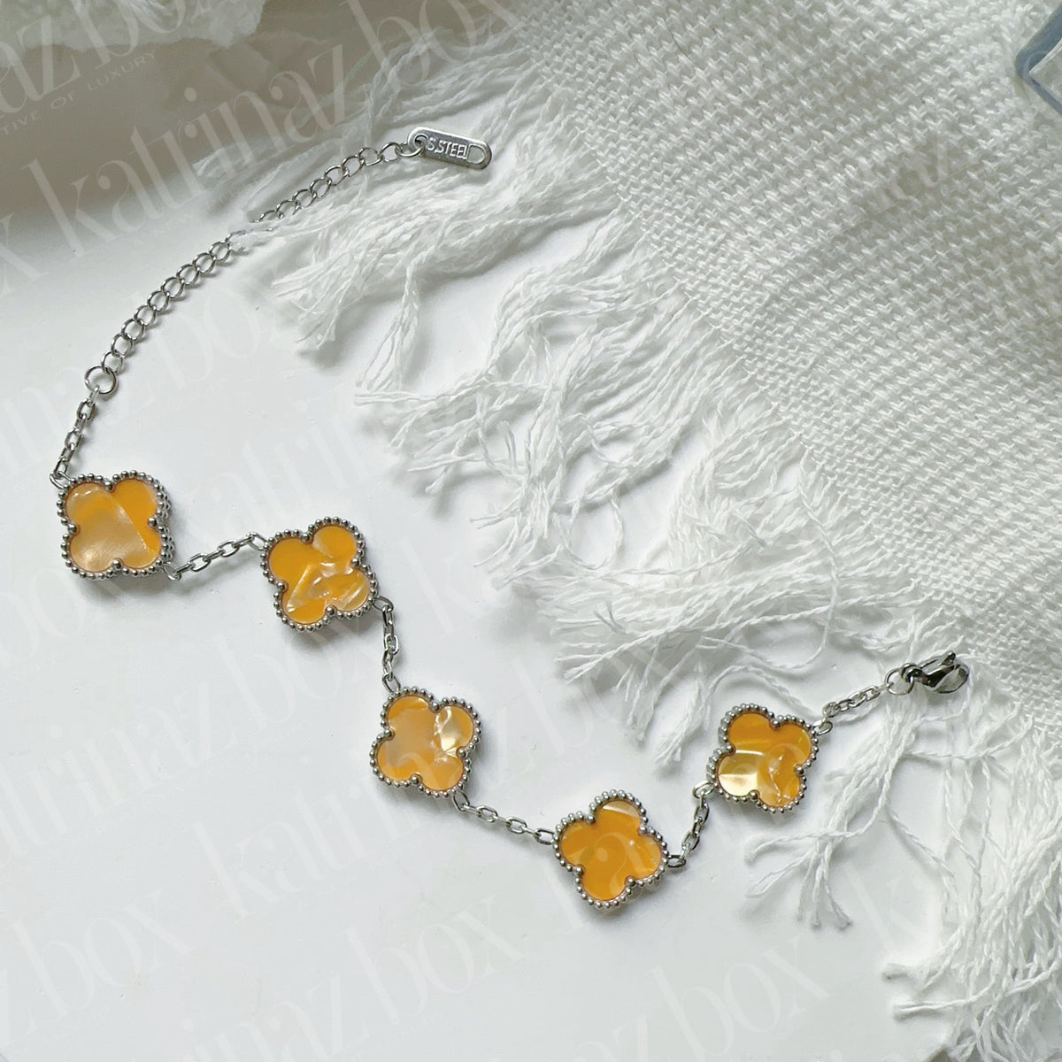 MARBLE STONE CLOVER LINK BRACELETS