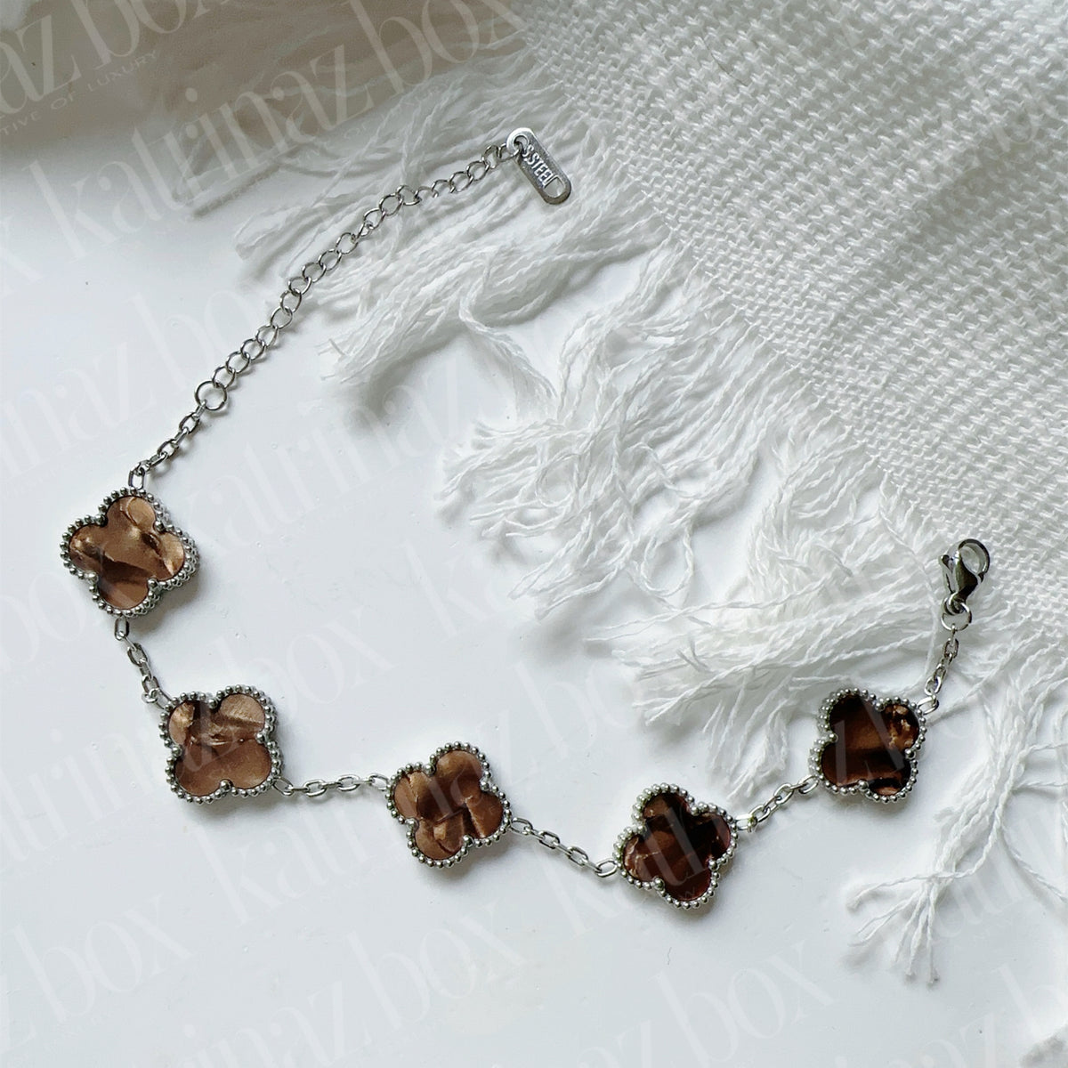 MARBLE STONE CLOVER LINK BRACELETS
