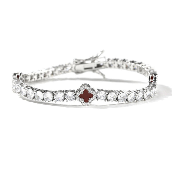 MINI CLOVER TENNIS BRACELET | BURGUNDY