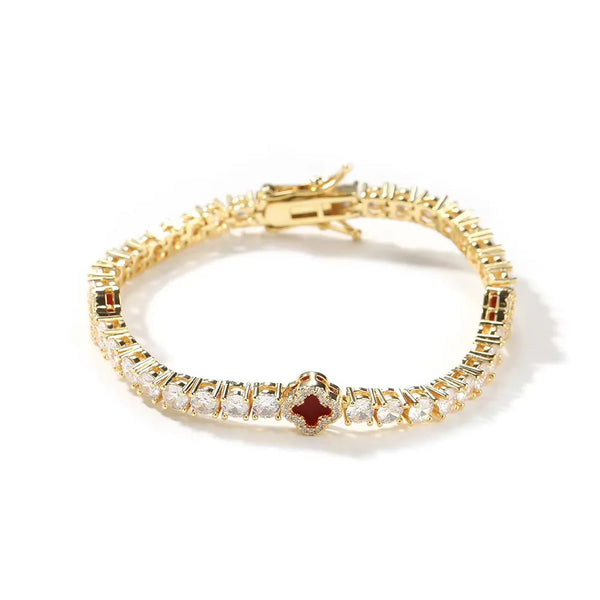 MINI CLOVER TENNIS BRACELET | BURGUNDY