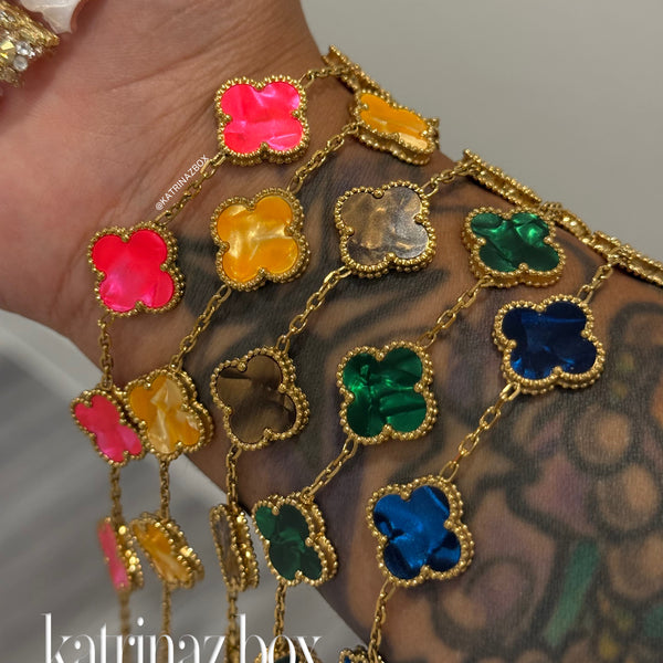 MARBLE STONE CLOVER LINK BRACELETS