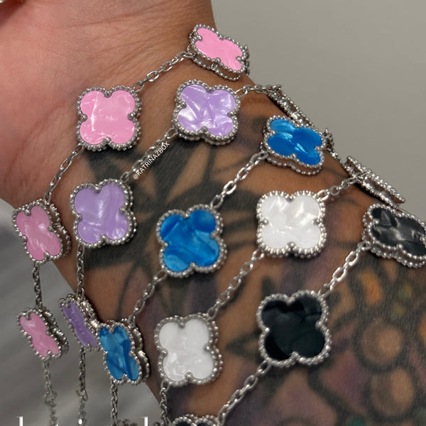 MARBLE STONE CLOVER LINK BRACELETS