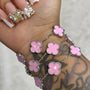 MARBLE STONE CLOVER LINK BRACELET | PINK