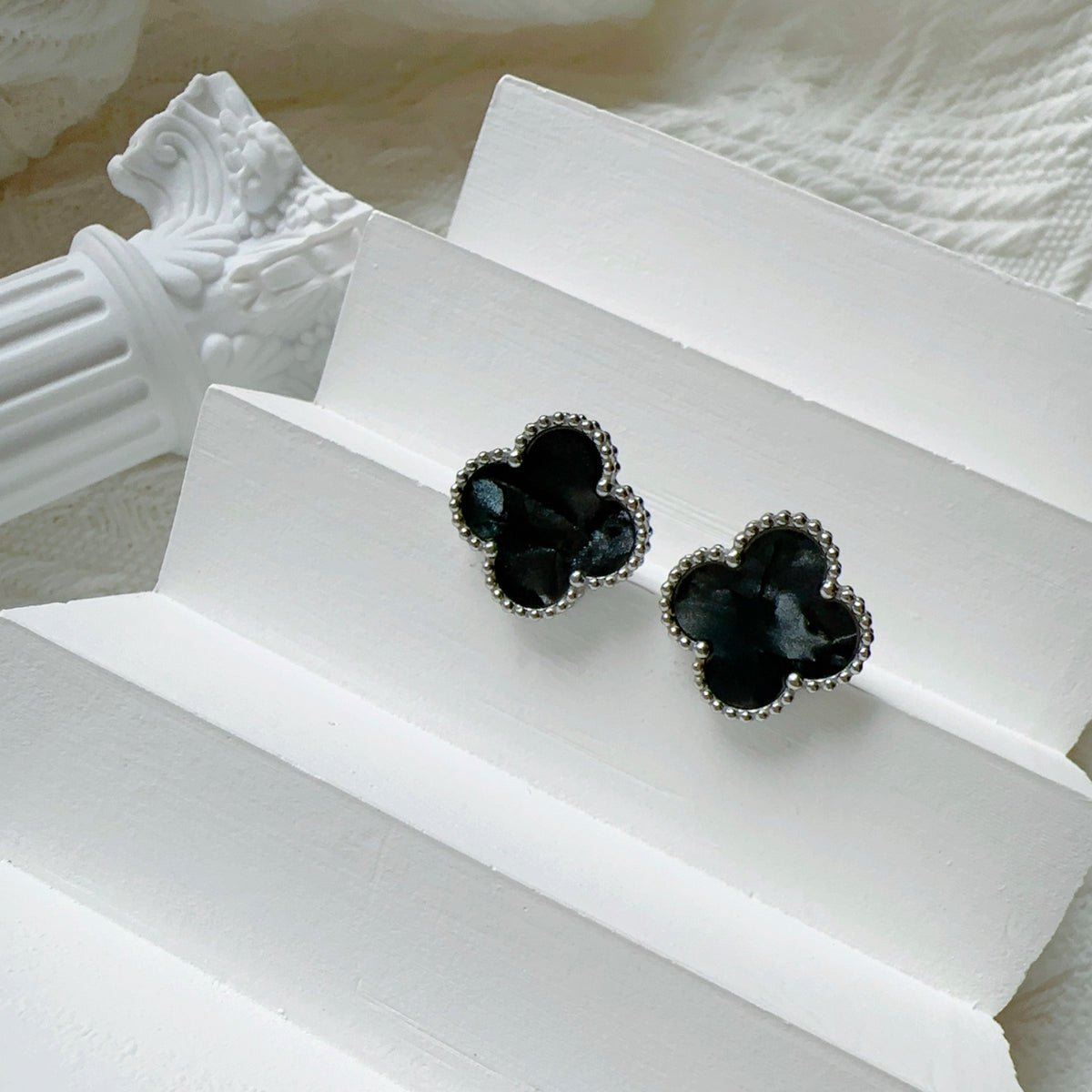 MARBLE STONE EARRINGS | BLACK