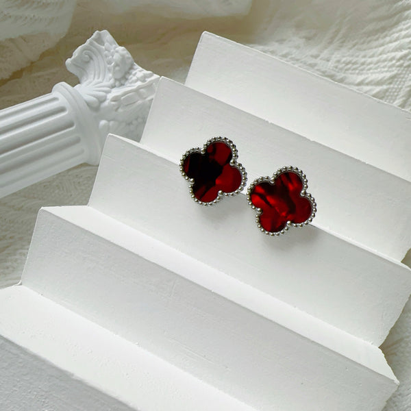 MARBLE STONE EARRINGS | RUBY RED