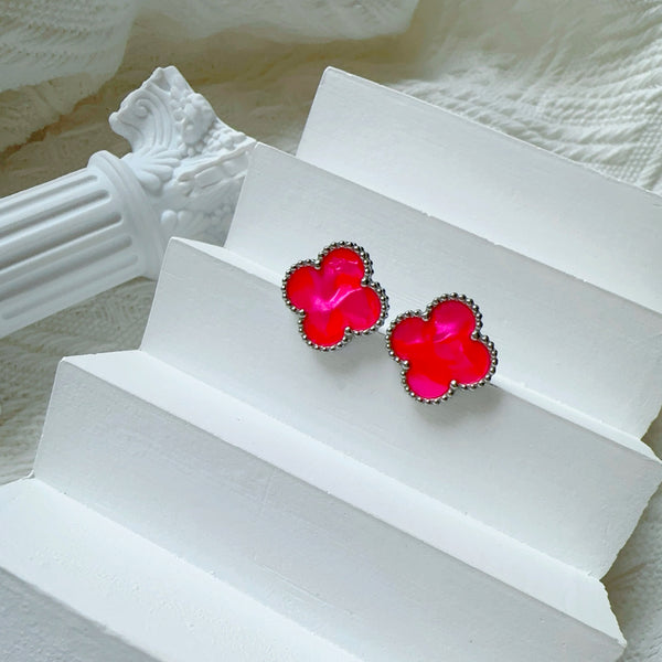 MARBLE STONE EARRINGS | HOT PINK