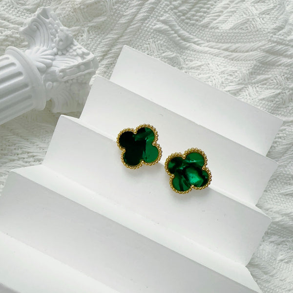 MARBLE STONE EARRINGS | FOREST GREEN