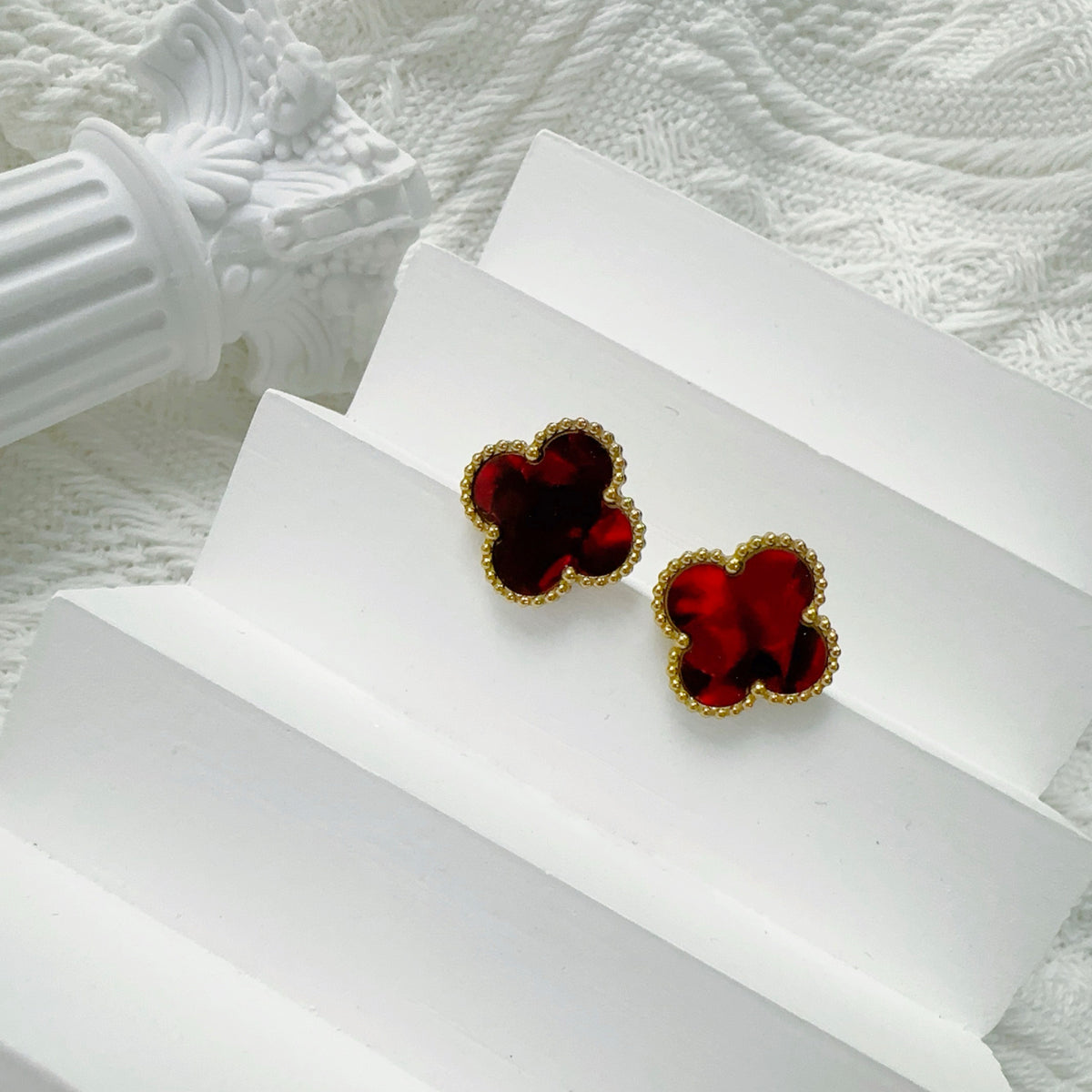 MARBLE STONE EARRINGS | RUBY RED