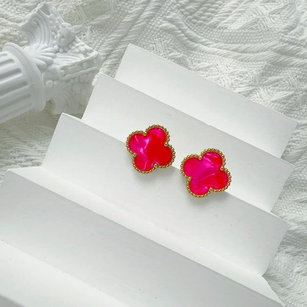 MARBLE STONE EARRINGS | HOT PINK