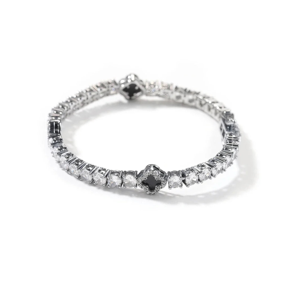 MINI CLOVER TENNIS BRACELET | BLACK