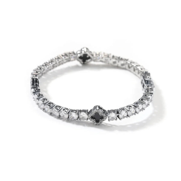 MINI CLOVER TENNIS BRACELET | BLACK