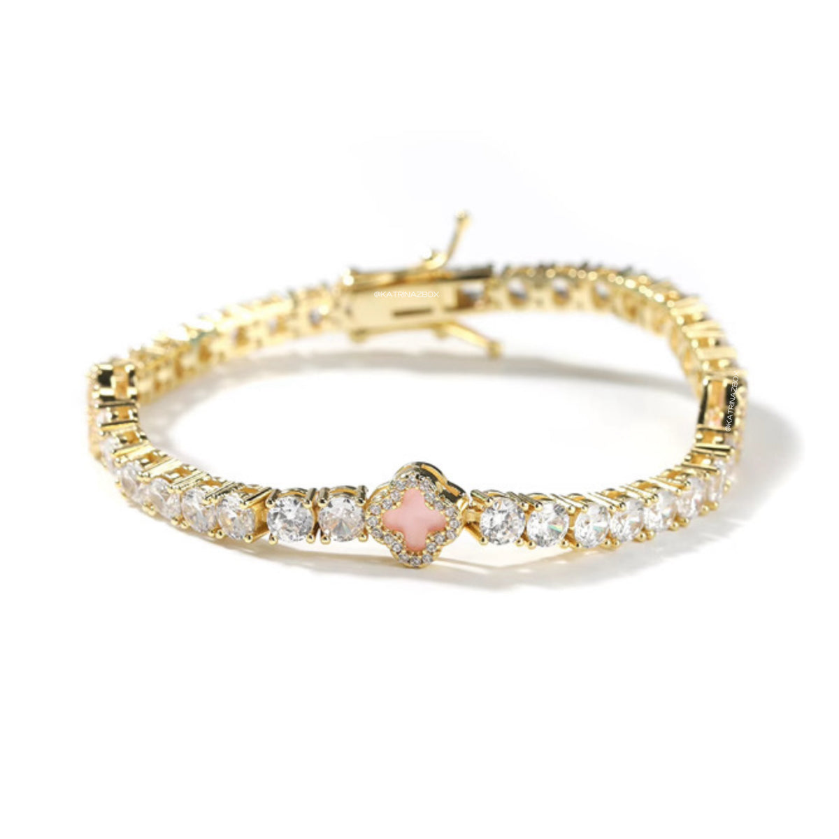 MINI CLOVER TENNIS BRACELET | PEARLY PINK