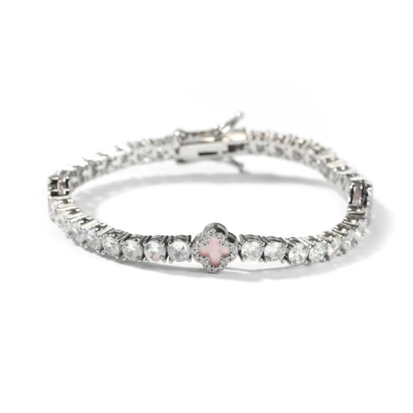 MINI CLOVER TENNIS BRACELET | PEARLY PINK