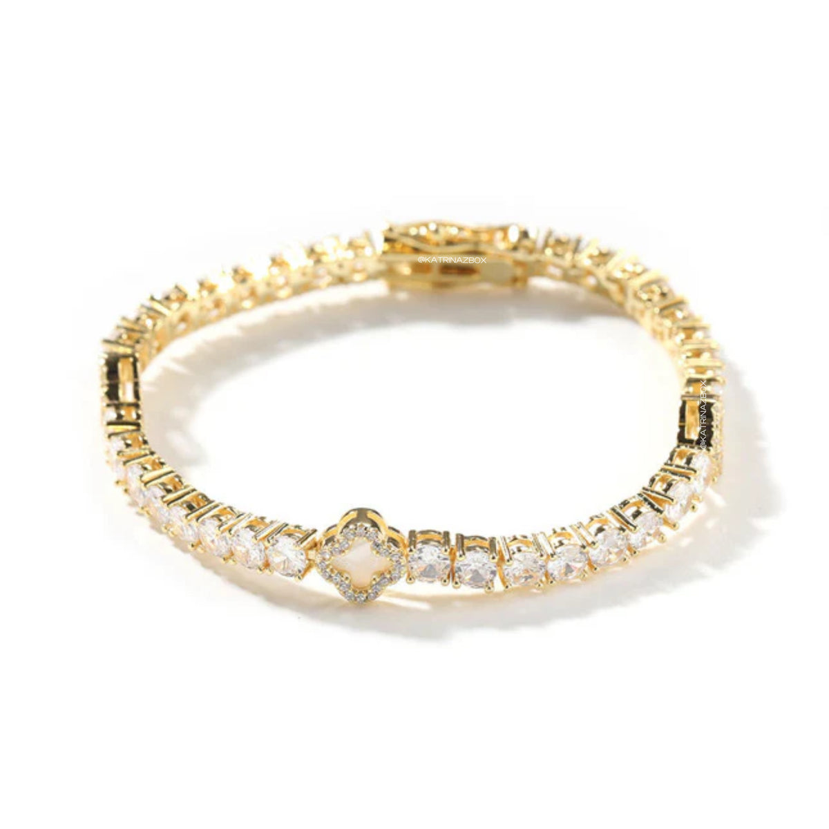 MINI CLOVER TENNIS BRACELET | WHITE