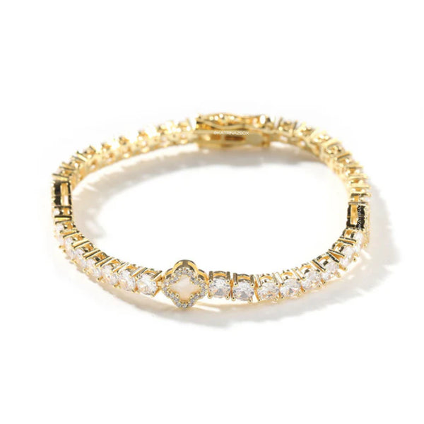 MINI CLOVER TENNIS BRACELET | WHITE