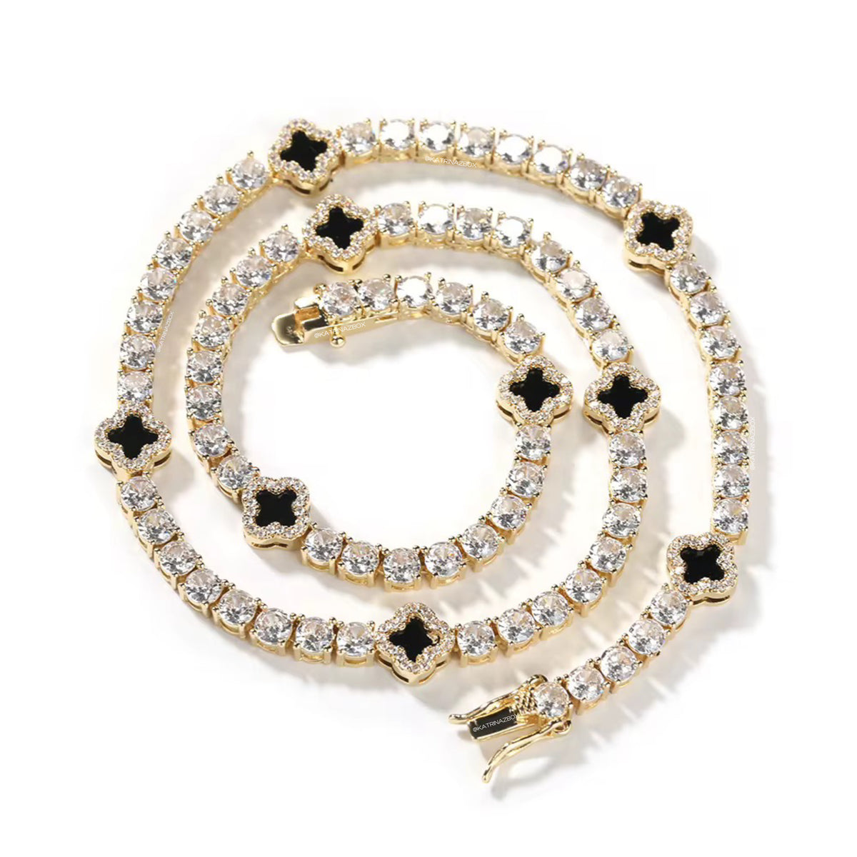MINI CLOVER TENNIS NECKLACE | BLACK