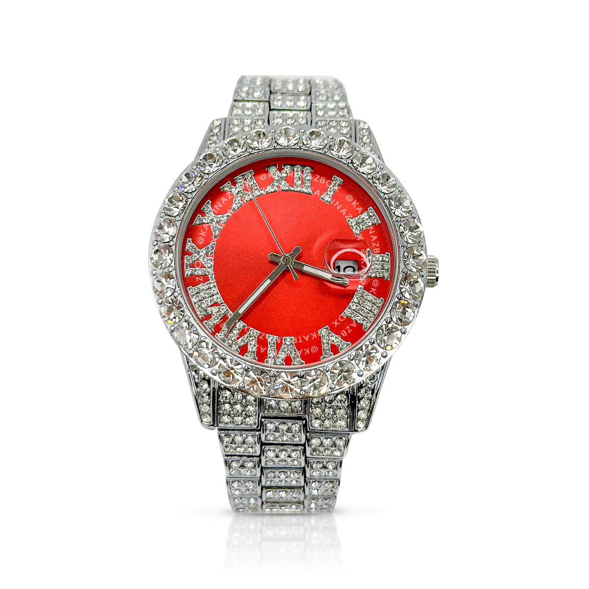 SCARLET RED | SILVER BAND WATCH