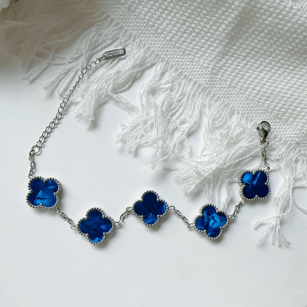 MARBLE STONE CLOVER LINK BRACELET | ROYAL BLUE